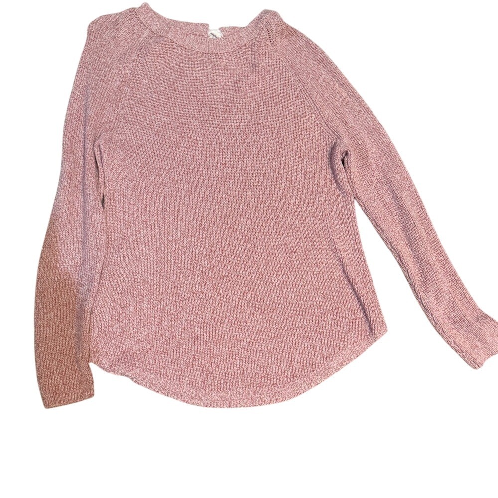 LOFT Pink Knit Sweater Womens Large Back Tie Long Sleeve Lightweight NWT